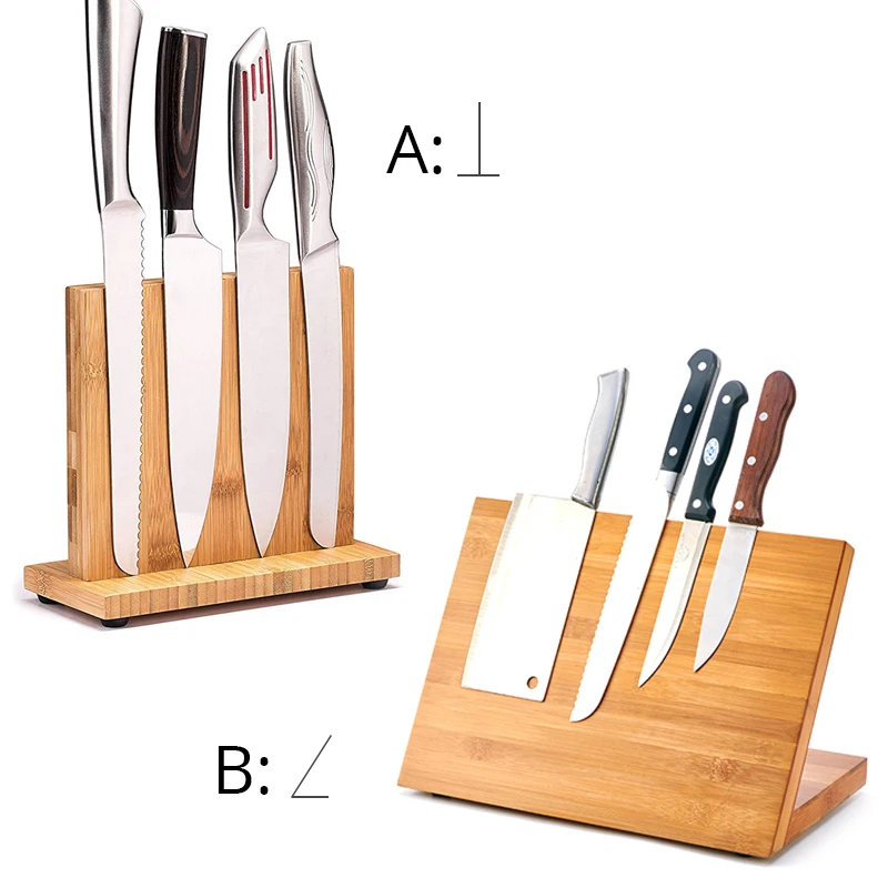 Бамбуковый Магнитный блок ножей, держатель кухонных ножей, органайзер ...