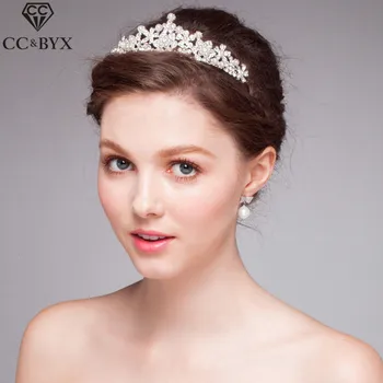 

CC Jewelry Crowns And Tiaras Bridal Crystal Pearl Wedding Hair Accessories For Women Party Beach Headwear Brides CZ Diamant 0334