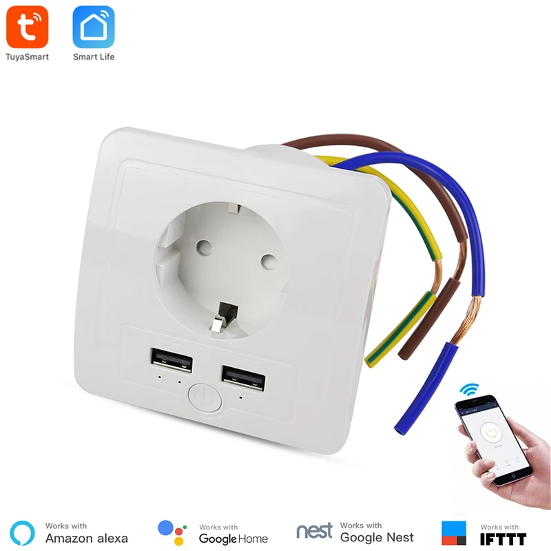 Us 17 71 33 Off Google Home Compatible Eu Standard Smart Outlet Wifi Wall Socket Timer Voice Remote Control Via Alexa Support 15a 220v Home