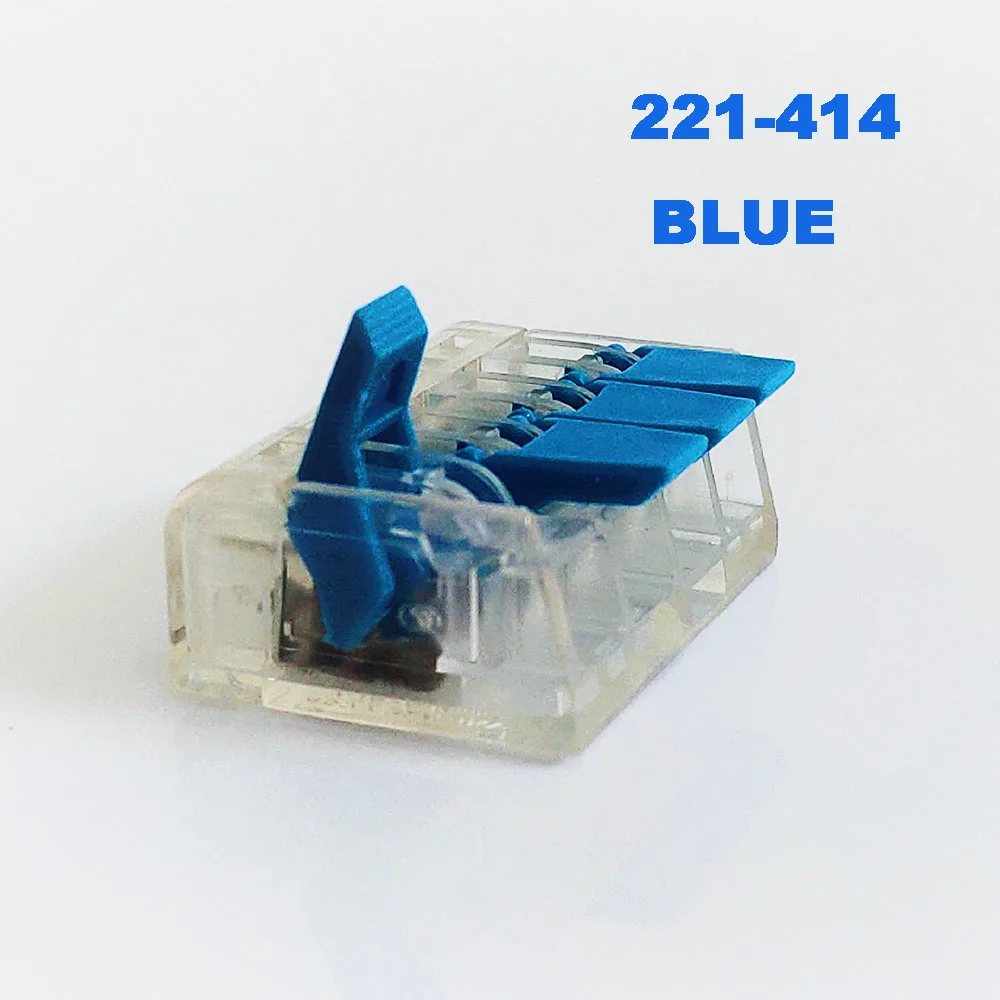 Разъем провода 412 413 тип Быстрый провод Кабельный соединитель Универсальный Компактный Быстрый провод разъем питания нажимной клеммный блок - Цвет: 221-414-blue