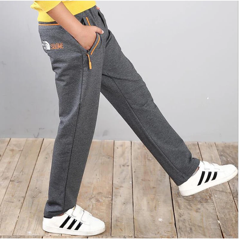 

Brand teenage clothing spring boy sweatpants big boy pants 8 - 16 years size children's girls leisure gray trousers unisex style