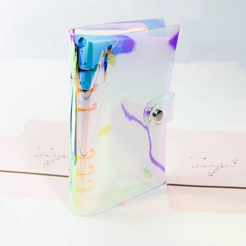 

Transparent A7 PVC Rainbow Shell Glitter n24 n72 Diary Clip School Cute Laser A5 A6 Notebook Diary