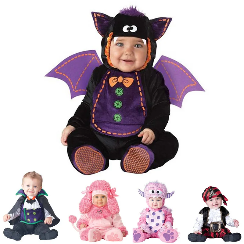 

2018 Carnival Halloween Outfits Baby Boys Girls Costume Animal Cosplay Rompers Jumpsuit Toddlers Infant Clothes Bat/Pirate/Puppy