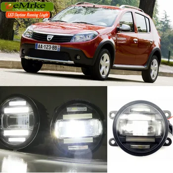 

eeMrke Car Styling For Dacia Renault Sandero 2008-2016 2 in 1 LED Fog Lights DRL with Lens Daytime Running Lights
