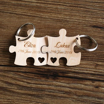 

Personalised Jigsaw Keyring Set Birthday Valentines Day Anniversary Gift Present