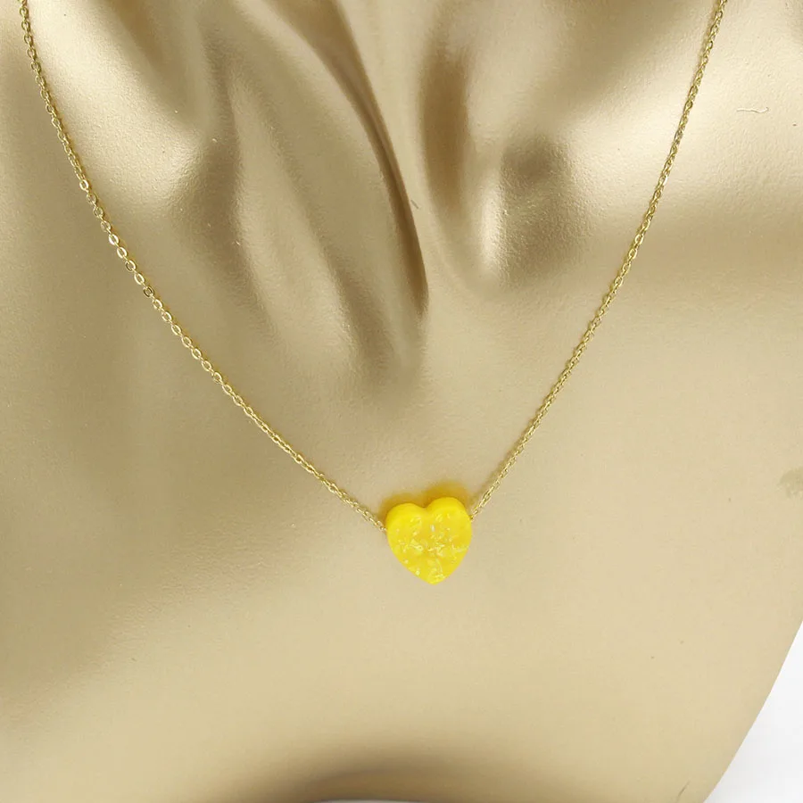 Fnixtar Золото Цвет Нержавеющая сталь 12 мм браслет с сердцем из опала кулон ожерелье синтетическое ожерелье с опалом 45 см+ 5 см удлинитель 2 шт./лот