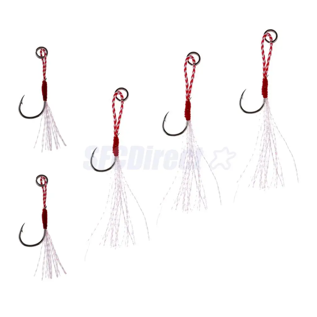 5Pcs Deep Sea Fishing Assist Hooks Worm Barbed Hooks Live Baits Hooks with PE Line 13# 15# 17#