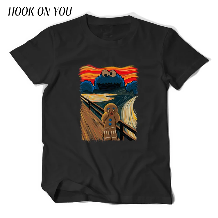 

Black Funny Cookie Monster T Shirt Summer Men's The Cookie Muncher Novelty Short Sleeve camiseta Tee Tops Plus Size T-Shirt