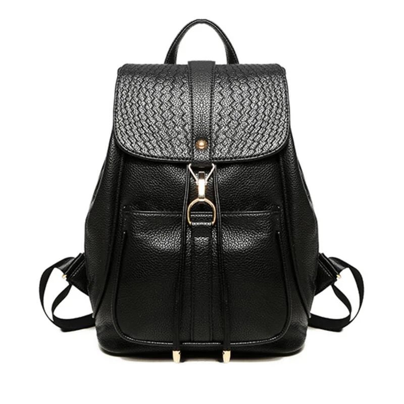 Black Backpacks Womens Drawstring Cover Bag Embossing Lock School Satchel Ladies Flap Pocket Shoulder Strap Black Backpacks Black Backpacks Womens Drawstring Cover Bag Embossing Lock School Satchel Ladies Flap Pocket Shoulder Strap Black Backpacks