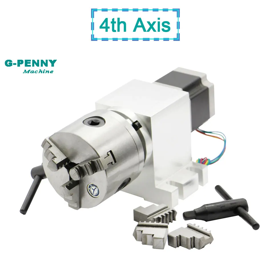 3 челюсти 100 мм ЧПУ 4-я ось ЧПУ делительная головка/ось вращения комплект Nema23 бесщеточный гармонический редуктор+ Задняя стока деревообрабатывающий станок с ЧПУ