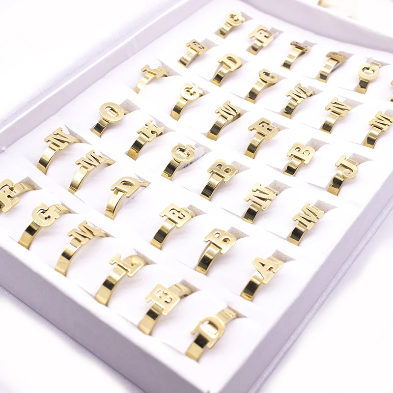 20 шт модное Смешанное кольцо с гравировкой из нержавеющей стали для женщин золотого цвета кольцо оптом