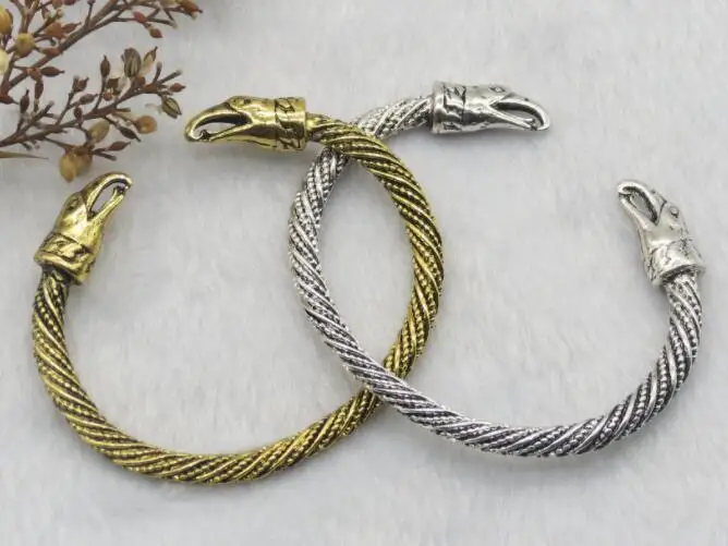 

Punk Retro Stainless steel Metal Nordic Double Eagle Dragon Bird Head Bracelet Viking Bangles Wristband Cuff Adjustable Jewelry