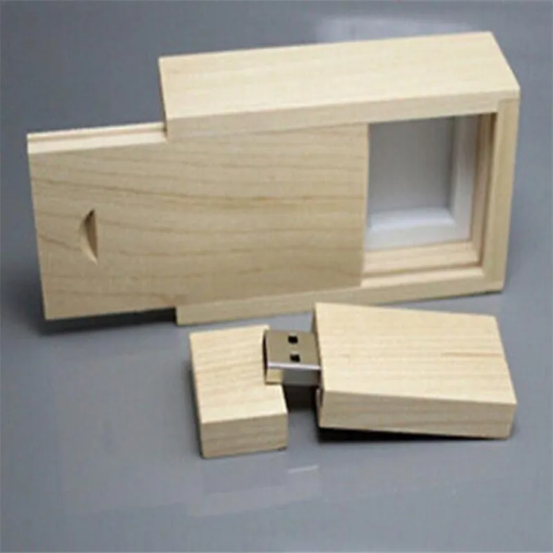 Custom natural wood and wooden box wholesale usb 2.0 4GB 8GB 16GB 32GB memory flash pen drive