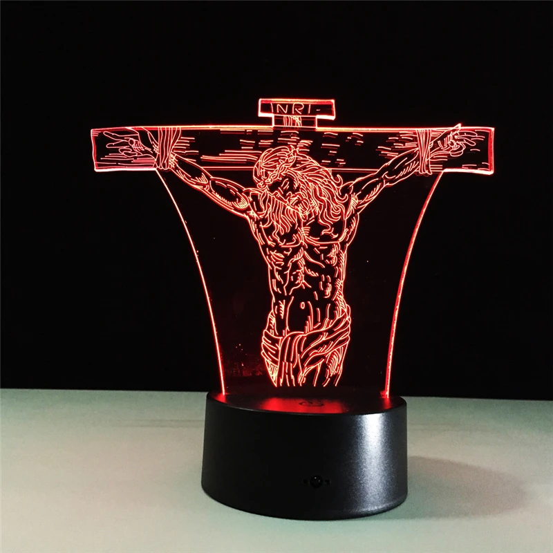 Tobyfancy Jesus Christ Figure Visual Illusion LED Table Lamp Acrylic