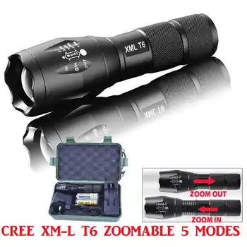 

PROBE SHINY X800 LED Flashlight Tactical XML-T6 Zoomable Torch Lamp rechargable torch flashlight by 18650/AAA battery #3o5