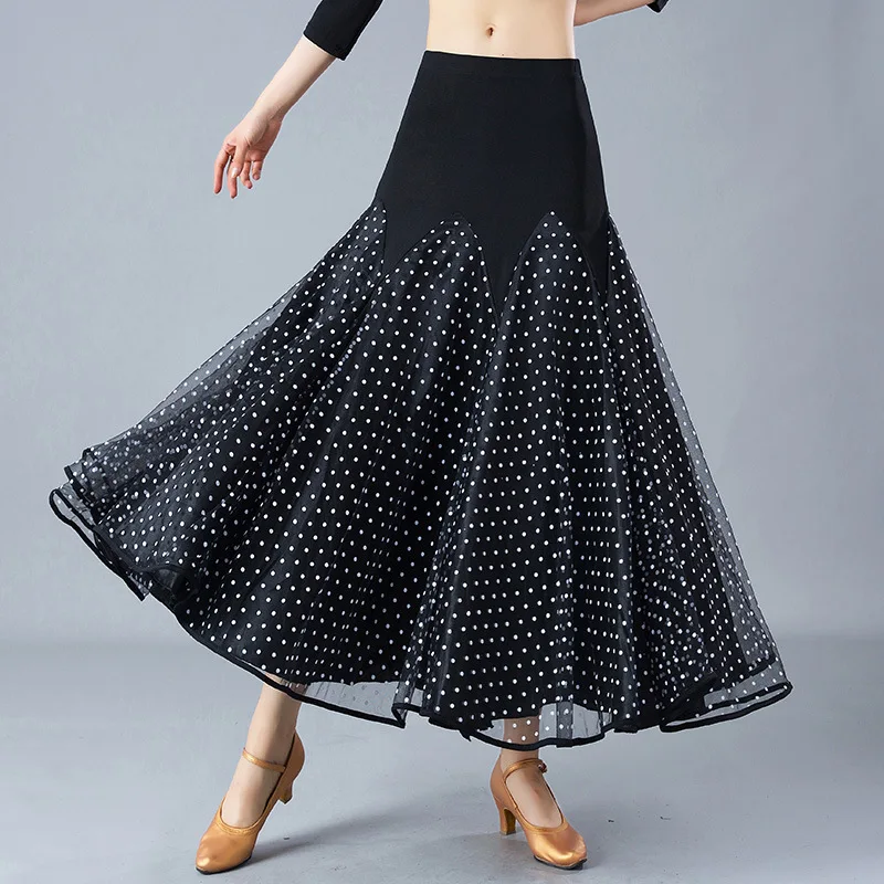 Бальная юбка в горошек юбка в стиле Фламенко юбка для вальса бальное для занятий платье длинная бальная танцевальная юбка Одежда для танцев Вальс платье