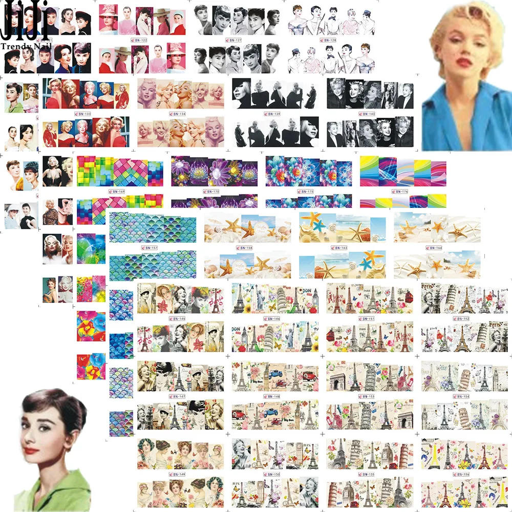 60 шт. набор водных переводных наклеек для дизайна ногтей|nail decals|water transfer nailsticker nail |