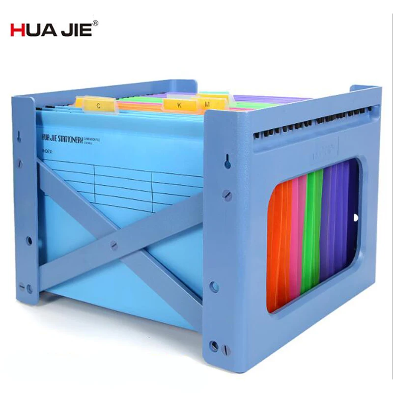 

HUA JIE 1pc Plastic Hanging File Folder Frame Adjustable Letter/FC/A4 Portable Desktop Files Collection Side-Load Magazine Tray