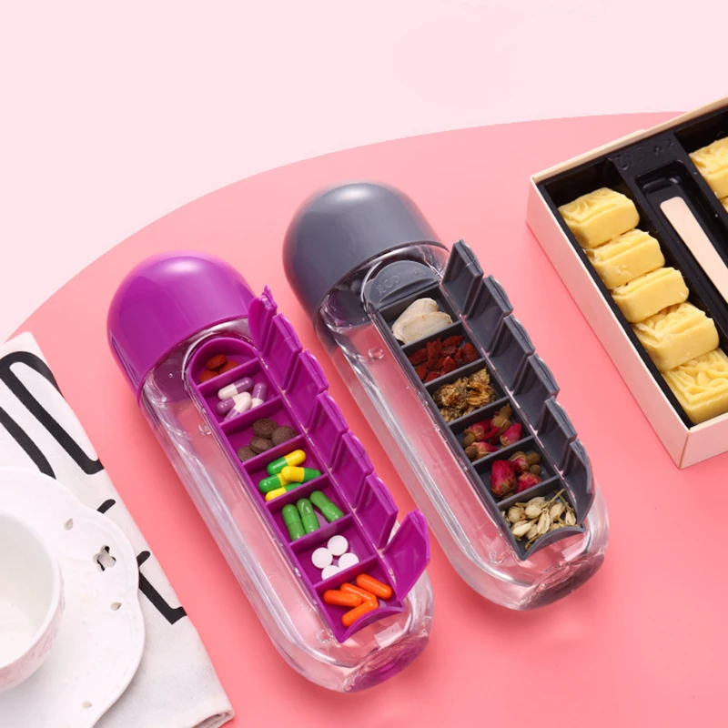 600 ملليلتر الطب مربع المياه زجاجة مع سبعة أيام الطب مربع الرياضية الجمع المنظم المحمولة البلاستيك مانعة للتسرب المياه زجاجات 600 ملليلتر الطب مربع المياه زجاجة مع سبعة أيام الطب مربع الرياضية الجمع المنظم المحمولة البلاستيك مانعة للتسرب المياه زجاجات