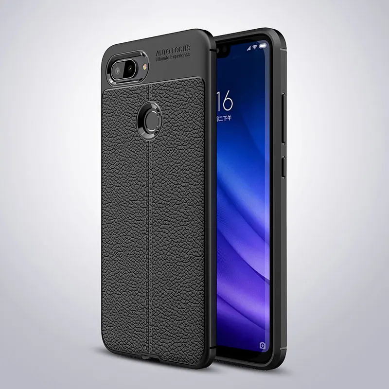 Чехол для Xiaomi Mi 8 lite чехол мягкий кожаный из ТПУ чехол-бампер роскошный защитный чехол для задней панели чехол для Xiaomi Mi 8 lite/m8 lite - Цвет: Черный