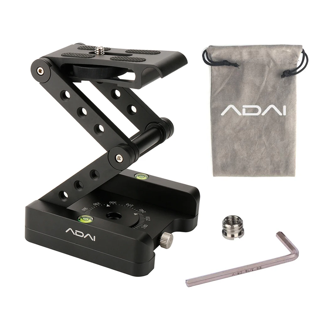 ADAI 360 Aluminum Folding Z Flex Tilt Pan Head Tripod Ballhead Quick Release Plate Camera Stand for