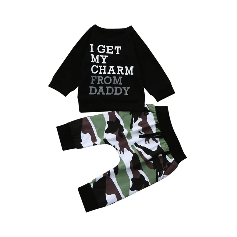 Winter 2PCS Kids Clothes Boys Toddler Kids Baby Boys Long Sleeve Letter Print Tops+Camouflage Pants Set Clothes Kids Sets JY12#F (3)