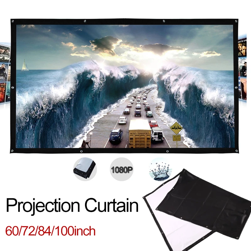 

100 Inch PVC HD Projector Screen Projector Curtain Weddings Shadow Puppets School Lobbies Office Home Cinema Projection Screen