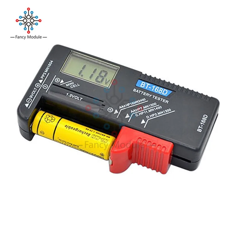

BT-168 LED Universal Digital LCD Battery Checker Volt Tester Cell AA AAA C D 9V 1.5V Button