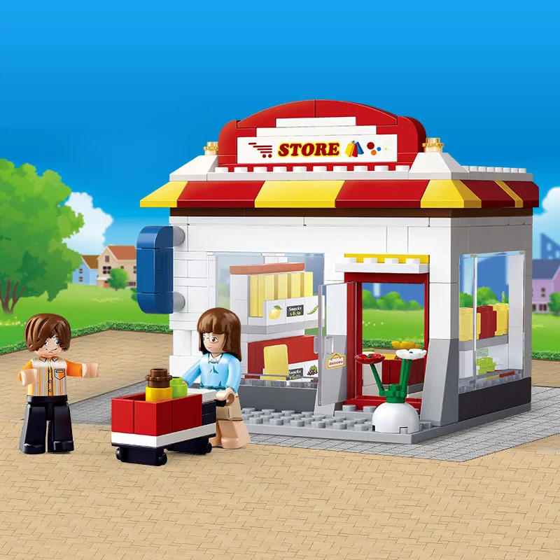 

Sluban 167Pcs Gas Station Sim City Bricks Toy Model Building Blocks Sets Kits Friends House Educational Toys for Children