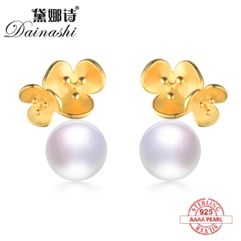 

Dainashi gold/silver color cute little chrysanthemum 925 sterling silver pearl stud earrings for women fine jewelry/ornaments