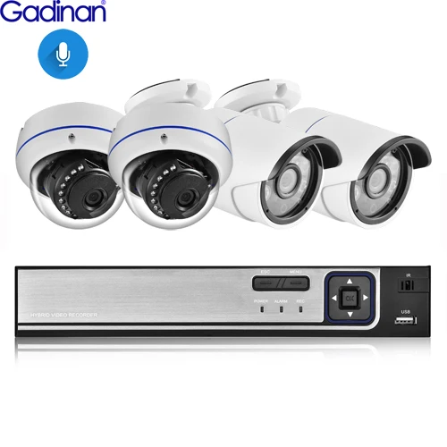 wireless cctv camera for home with mobile connectivity Gadinan 4CH 5MP POE NVR Kit Security Camera System 5.0MP IR Indoor Outdoor CCTV Dome POE IP Camera P2P Video Surveillance Set cheap home security cameras Surveillance Items