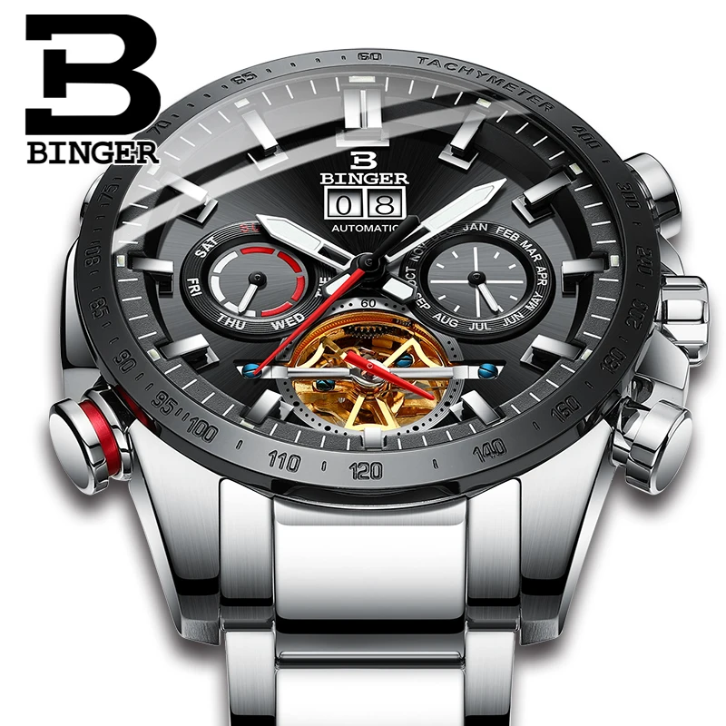 BINGER мужские s часы лучший бренд класса люкс автоматические механические часы мужские из нержавеющей стали военные Tourbillon Relogio Masculino