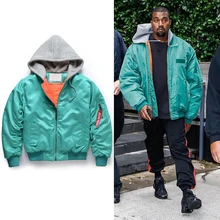2017 NEW TOP hiphop Fashion KANYE WEST oversized MA-1 Men jacket zipper jackets coat blue S-XXL