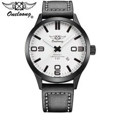 Relogio Masculino Mens Watches Top Brand Luxury Oneloong Quartz Date Display WristwatchClock Military Leather Aviator Watch