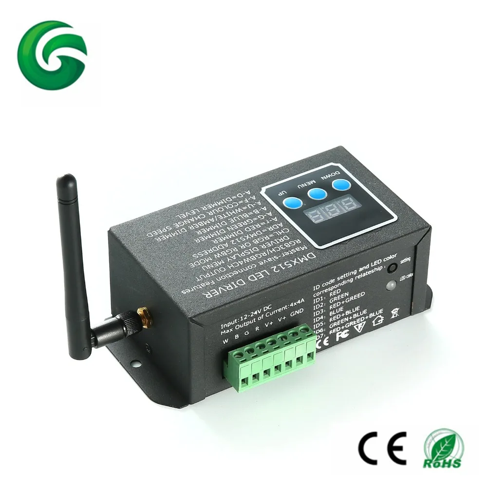

DC12-24V wireless dmx RGBW and RGB led controller with digital display buttons