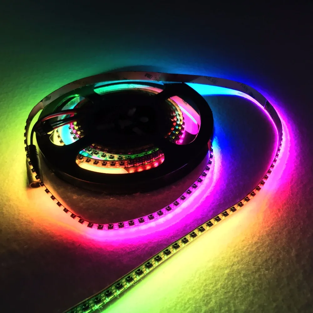 3 M e rolo 120 Leds e m Dc5v Sk6812 4020 Side emitting Endereçável Tira Conduzida Flexível; Não impermeável; Ip33; Pcb Preto