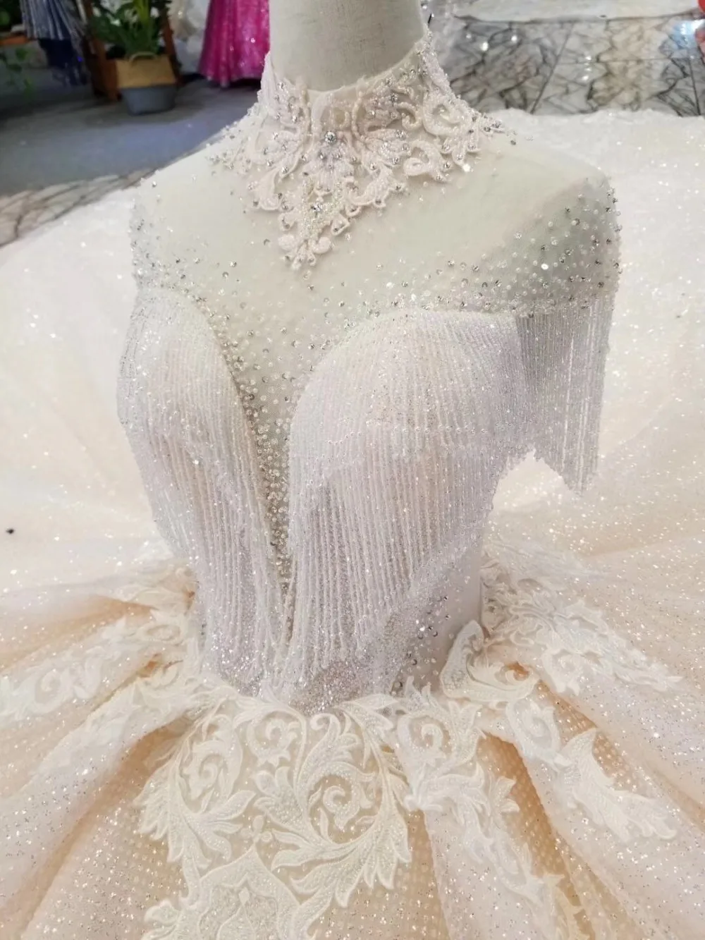 luxury glitter lace crystals wedding dresses