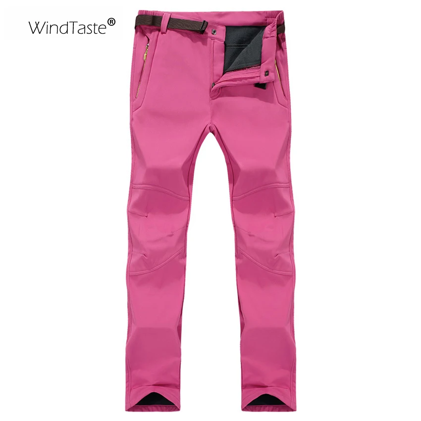 WindTaste mujeres del invierno Softshell pantalones al aire libre impermeable senderismo Camping Trekking ropa deportiva femenina pantalones 7XL KA052
