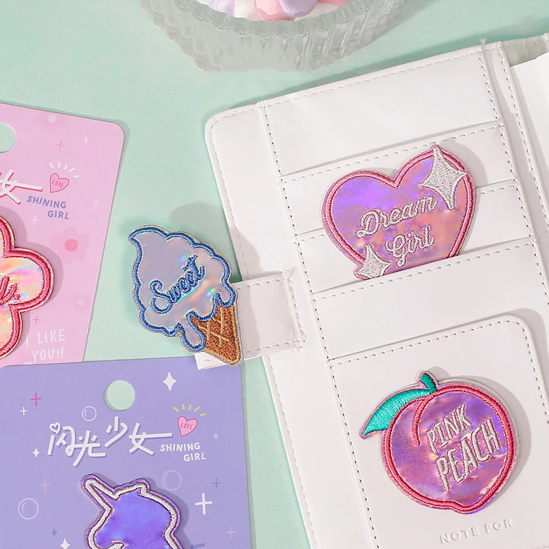 

Mohamm Flash Girl Series Cute Stickers Diary Stationary Flakes Embroidery applique DIY Decorative Stickers