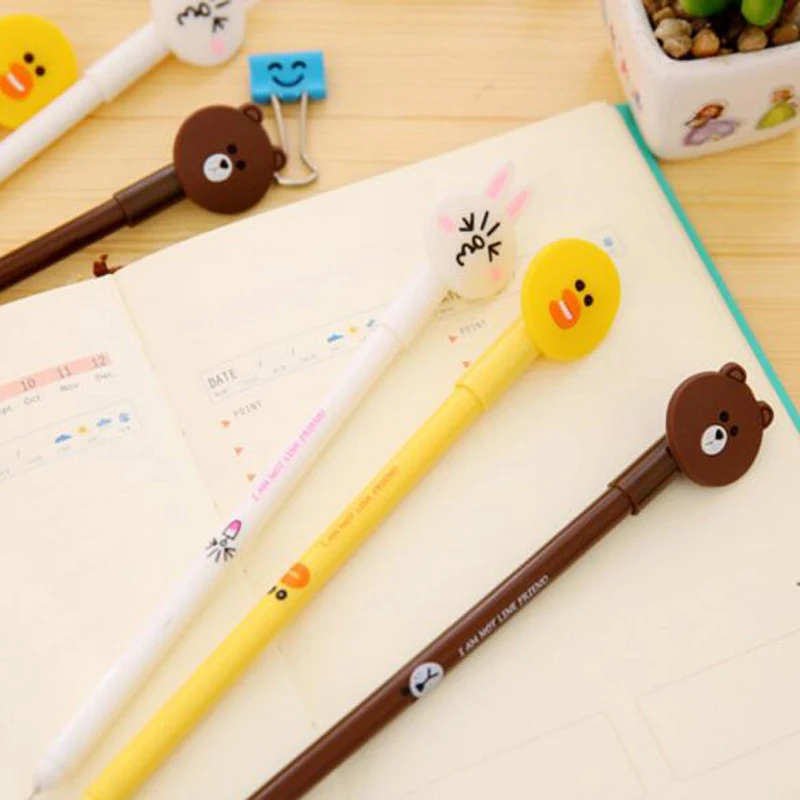 

10 Pcs/lot Kawaii Cartoon Design Gel Pen Cute Pens for Writing for School Office Supplies Signing Pen Student Kids Stationery