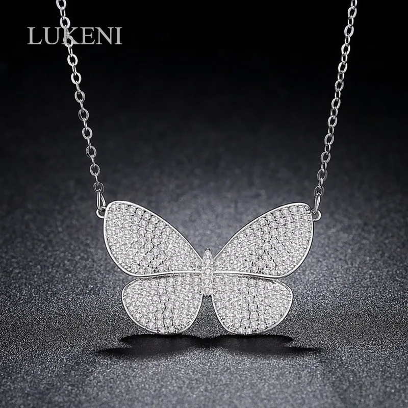 

LUKENI New Design Butterfly Pendant Necklace Tiny CZ Stone Inlaid Link Chain Necklaces For Women Fashion Jewelry