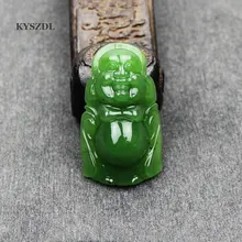 KYSZDLHand-резные Модные женские модели Hetian jasper Подвески натуральный зеленый камень Смеющийся Будда кулон ожерелье ювелирные изделия подарки