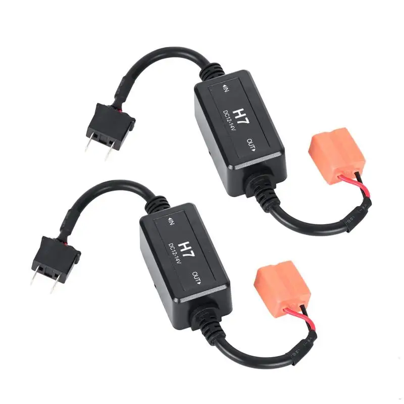 2x H7 Canbus Anti Flicker Wiring Harness Adapters Load Resistor Decoder