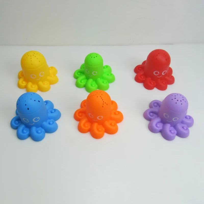 6 Pcs Baby Bath Toys Cartoon Animals Small Plastic Water Toy Fun Kids Bath Toy Set Octopus Stack Cup Bathroom Water Toys