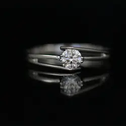 Lasamero 0.303ct de/SI круглая огранка современные Романтика природных алмазов кольцо для Для женщин 18 К белого золота сертифицированы Обручение