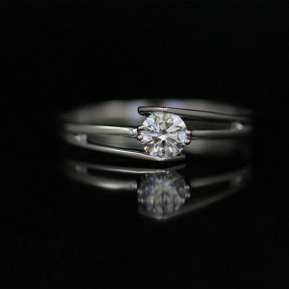 Женское кольцо с натуральным бриллиантом LASAMERO 0.303CT DE/SI круглой огранкой 18 К белое