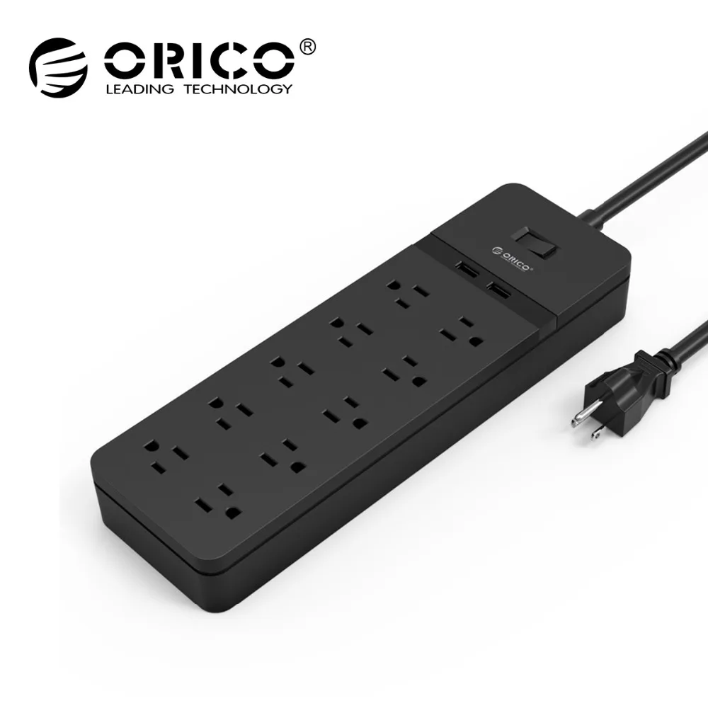 Продажа ORICO USB сетевой шнур usb защита розетки от скачков напряжения 10 AC розетки 2 Зарядка через USB порты 5V2. 4A выход с 1,5 м мощность шнур