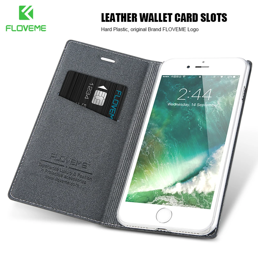 

FLOVEME I7 I6 Plus Luxury Original Brand Flip Leather Case For iPhone 6 6S 7 4.7 For iPhone6 Plus 6S 7 Plus Stand Wallet Cover