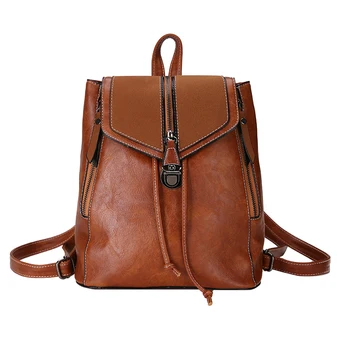 

Vintage Laptop Leather Backpacks for School Bags Large Capacity Women Backpack Shoulder Bags Waterproof Anti Theft Schoolbag
