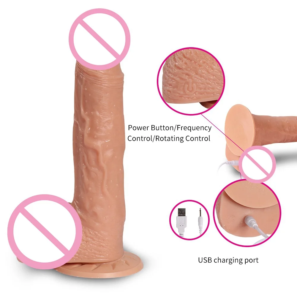  Gran Consolador vibrador de carga USB realista consolador para mujer automática telescópica Shock c